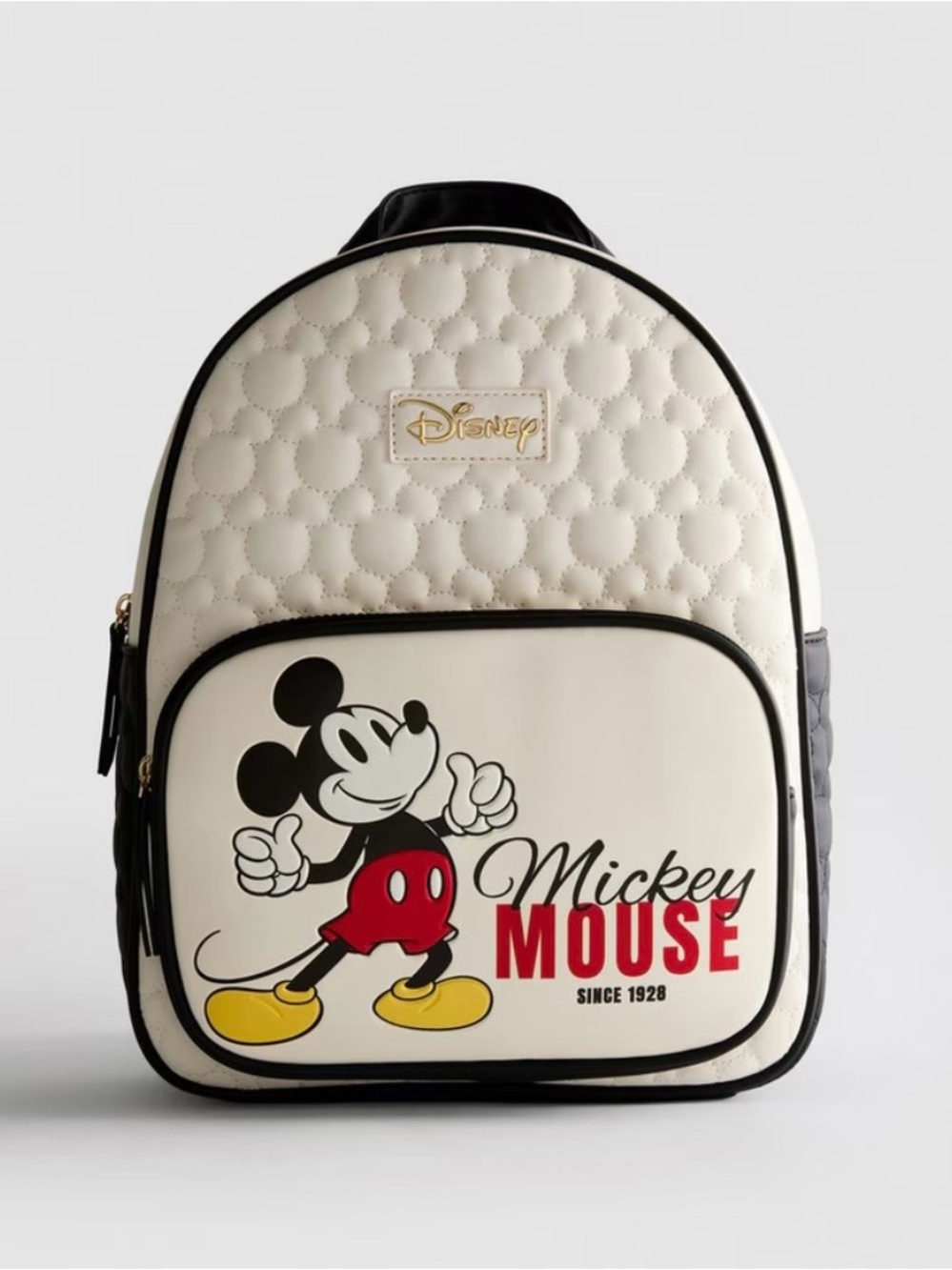 Disney Mickey Mouse Cream, Black & Red Backpack with Yellow Accents